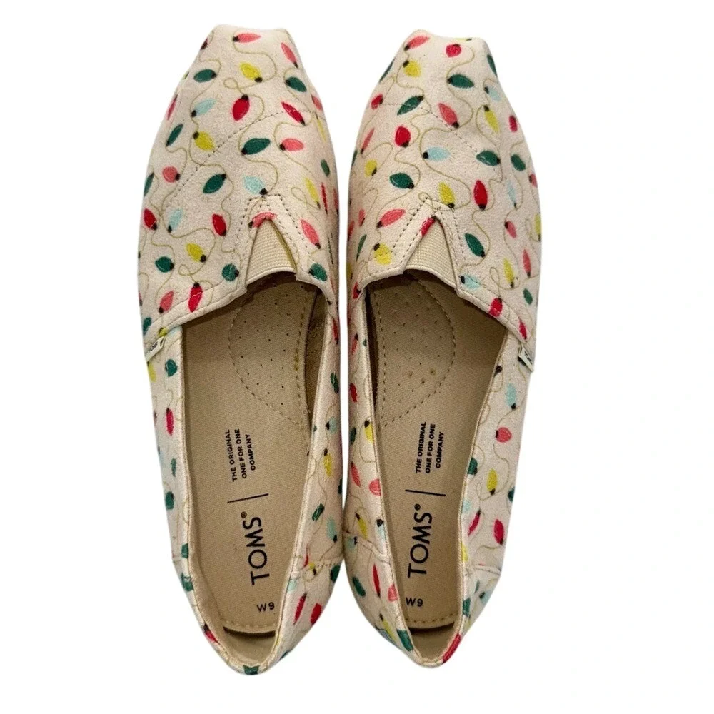 Toms Alpargata Holiday lLights Festive Slip-on Shoes‎ Women's 9 EUC